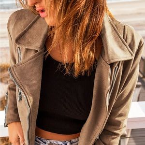 women faux suede women jacket zip long sleeve blazer